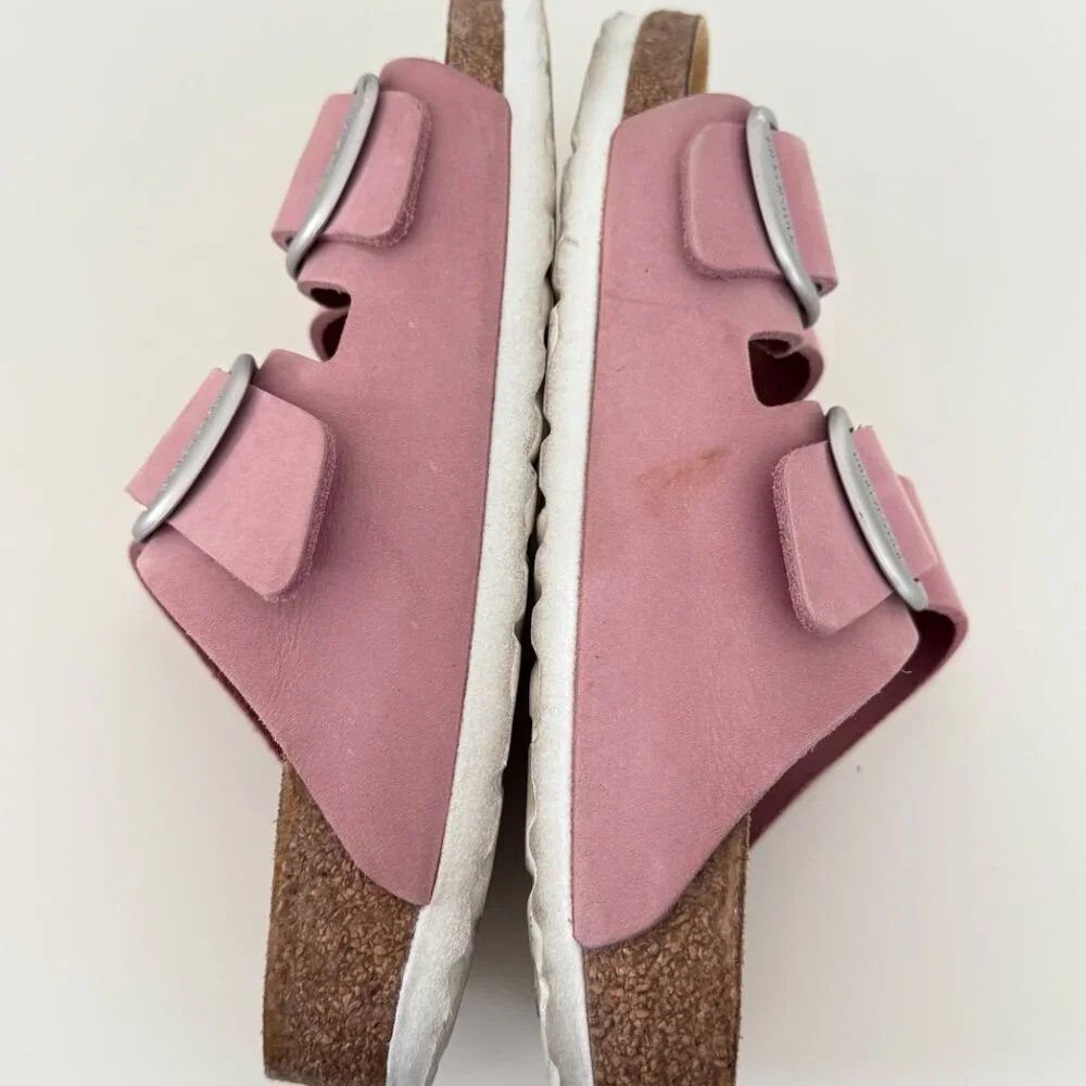 BIRKENSTOCK Women's Arizona Big Buckle Slide on Sandal Pink Silver Size 7 - Picture 5 of 5